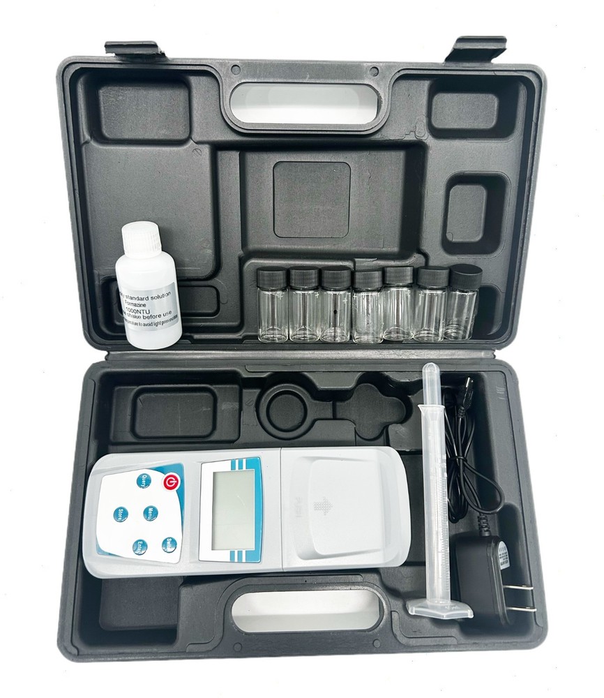 Digital Turbidity Meter with Turbidity Solution 7 Sample Vials 0-1000NTU