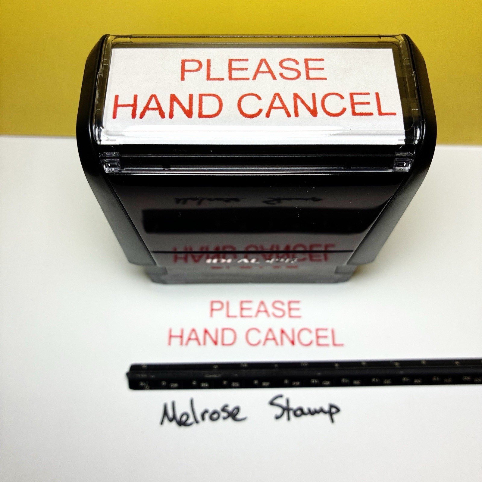 Please Hand Cancel Rubber Stamp Red Ink Self Inking Ideal 4913