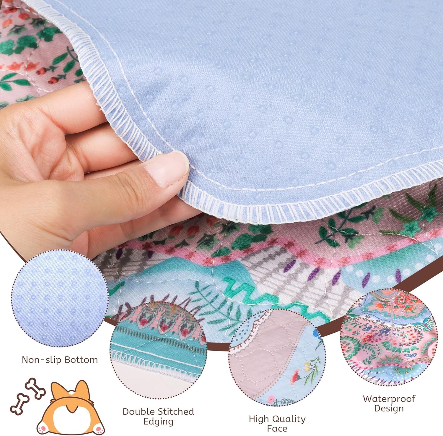 Washable Puppy Pee Pads for Dogs with Pheromones (Bohem 24" X24" 2 Pack), Traini