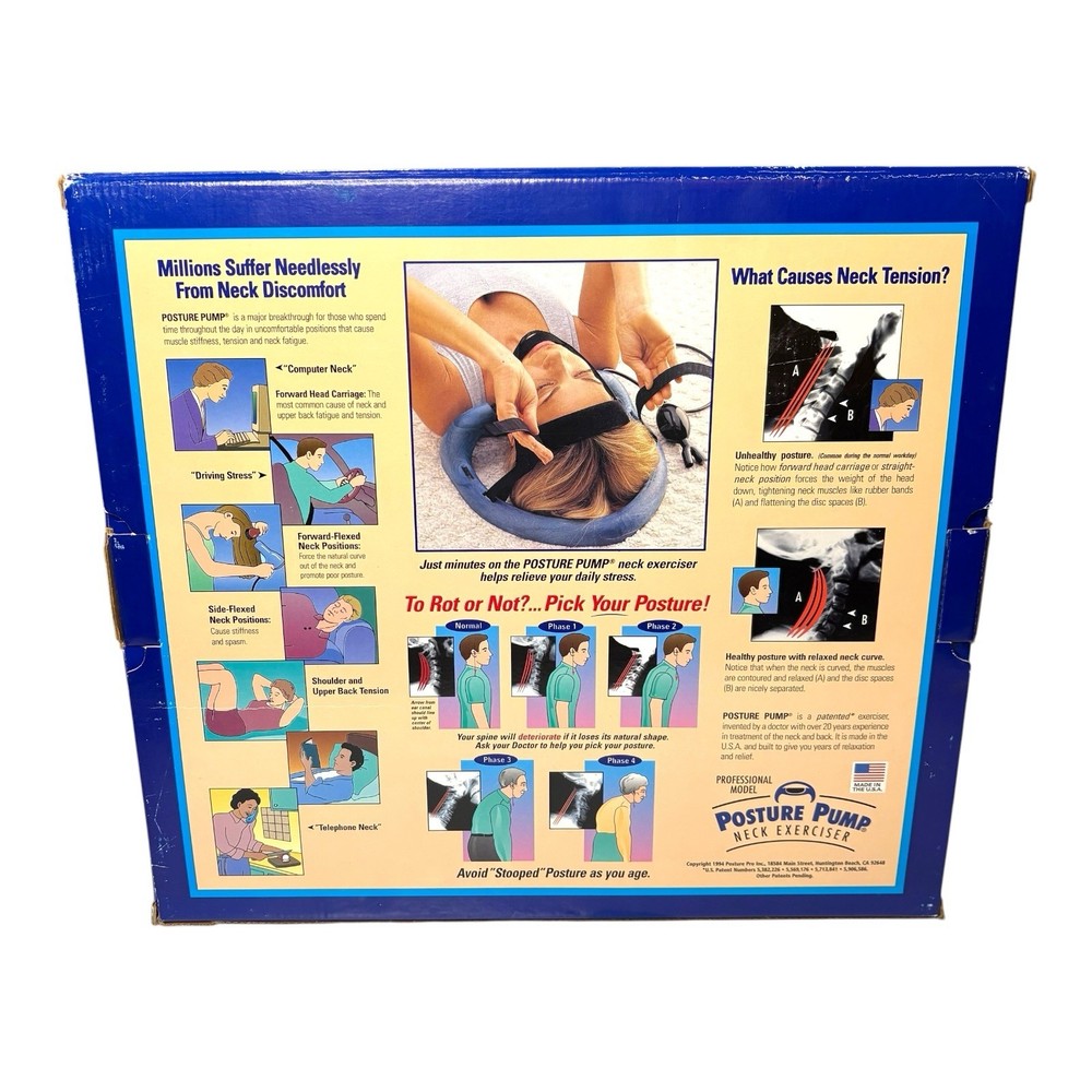 Posture Pump Neck Exerciser Spine Trainer Cervical Traction Device w/ Box