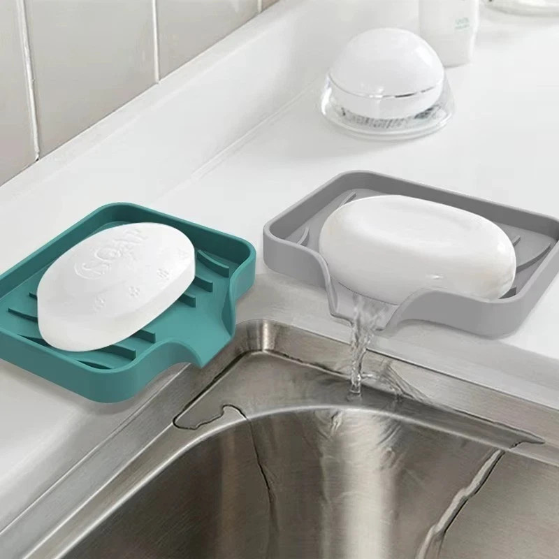 Silicone Soap Dish With Drainage Non-Slip Soap Holder Tray For Bathroom