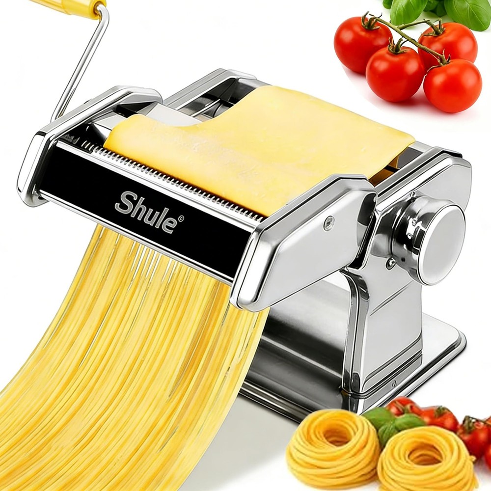 Pasta Maker Machine With 7 Adjustable Thickness Settings, Stainless Steel Man...