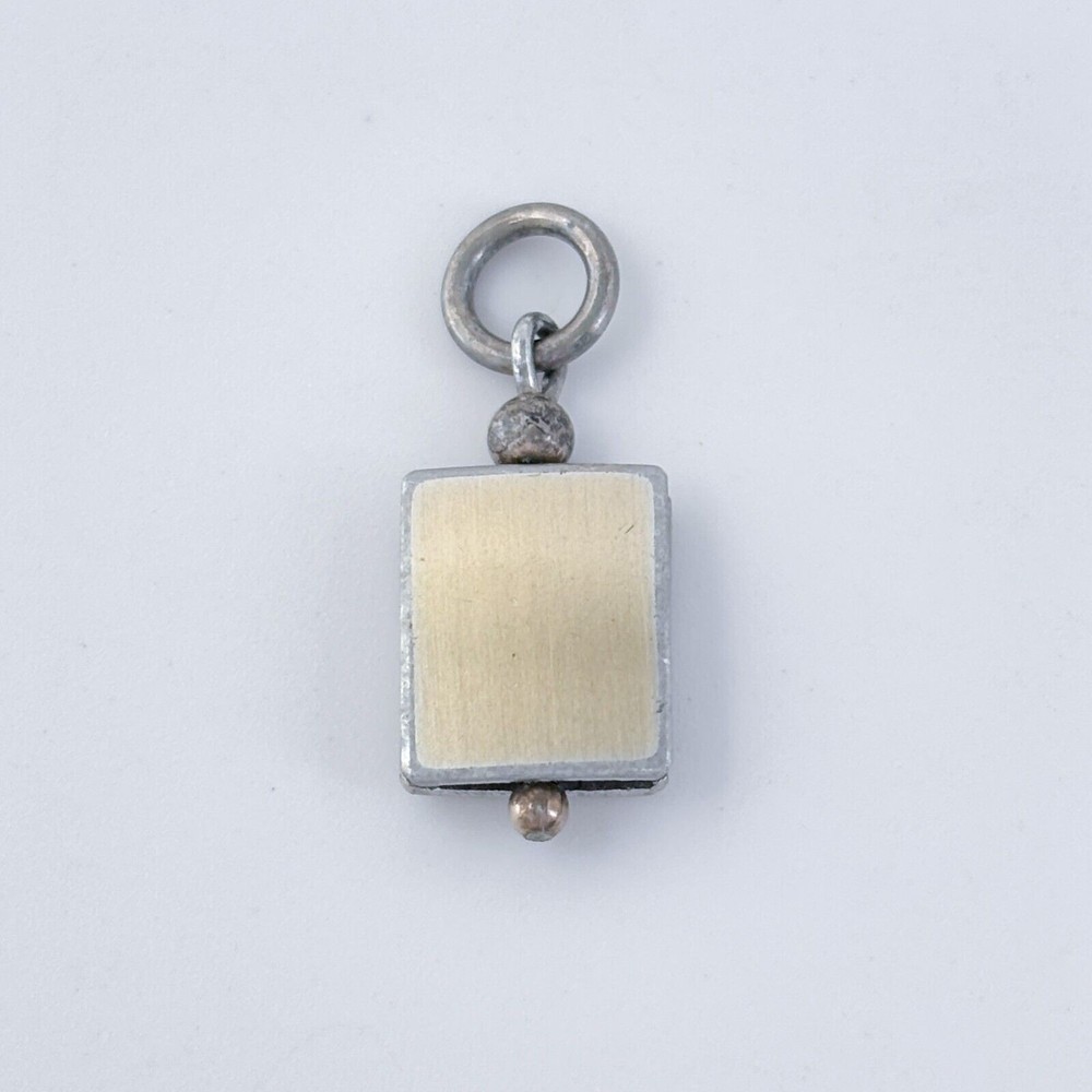 Vintage Silver-Tone Rectangular Charm Pendant