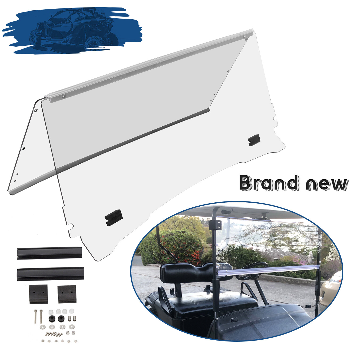 Folding Acrylic Golf Cart Clear Windshield For EZGO TXT Medalist 1994-2014 2013