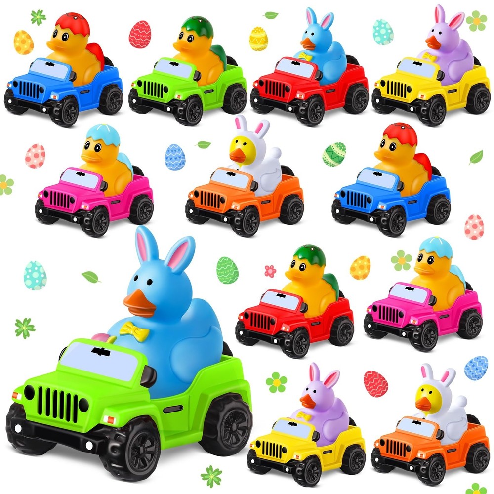 24 Pcs Easter Rubber Ducks for Jeeps, Easter Basket Stuffers Easter Egg Fille...