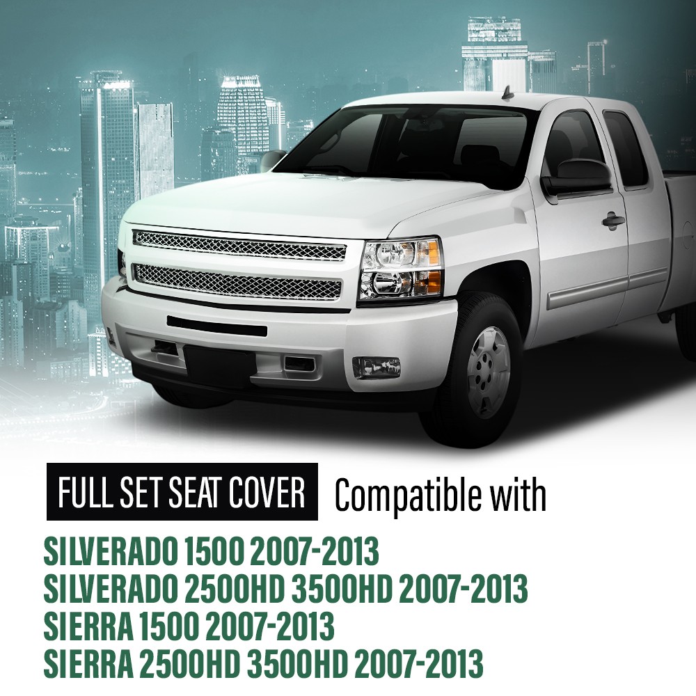 Fit For 07-13 Chevy Silverado GMC Sierra Crew Cab Full Set Seat Covers Replace