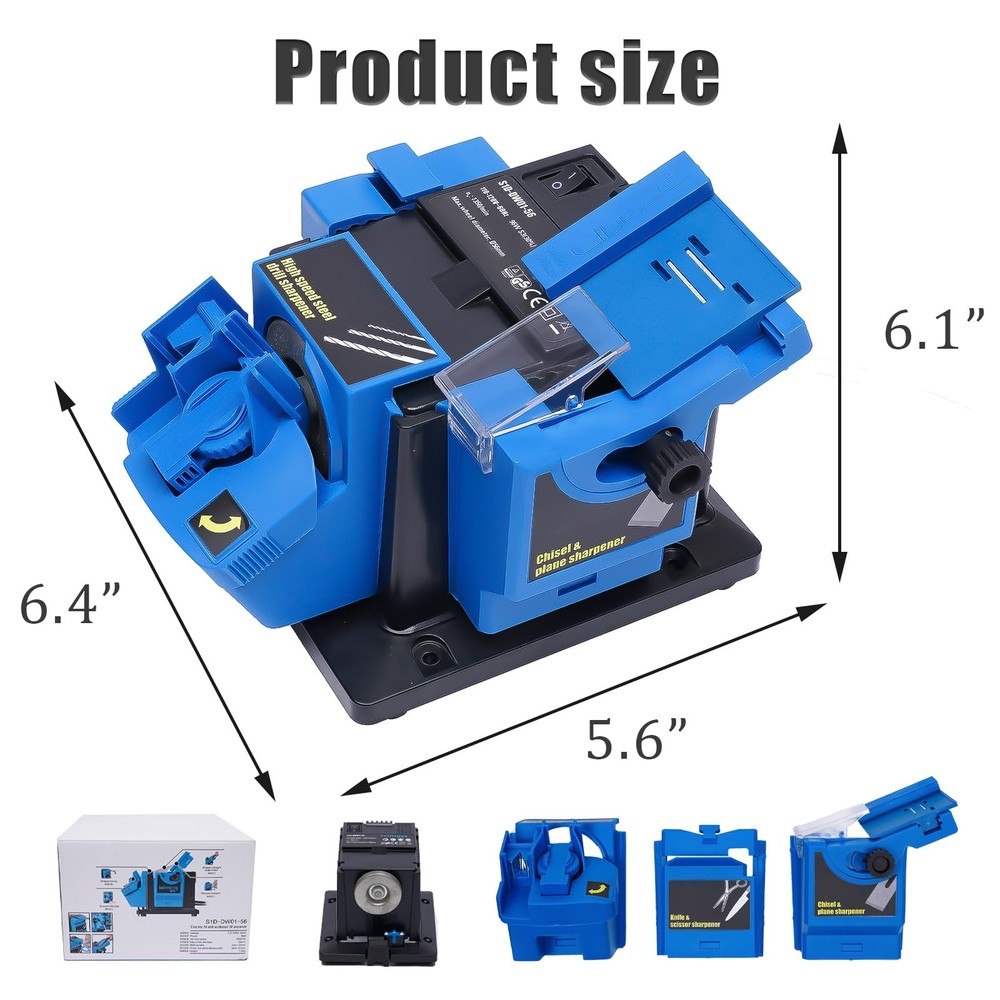 Electric Drill Bit Sharpener, 3-in-1 Multifunction Large, Blue