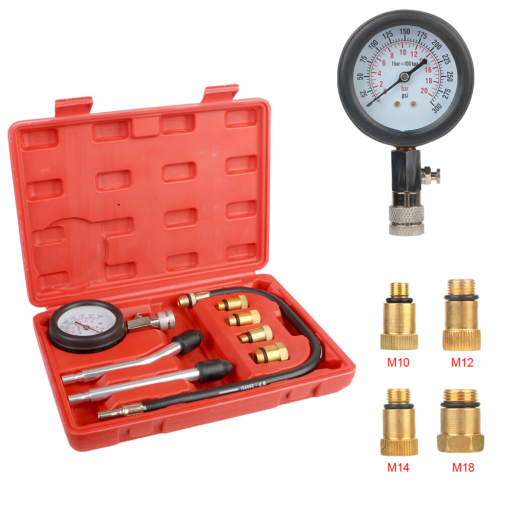 Professional Cylinder Engine Compression Tester Pressure Gauge Test Kit Motor US