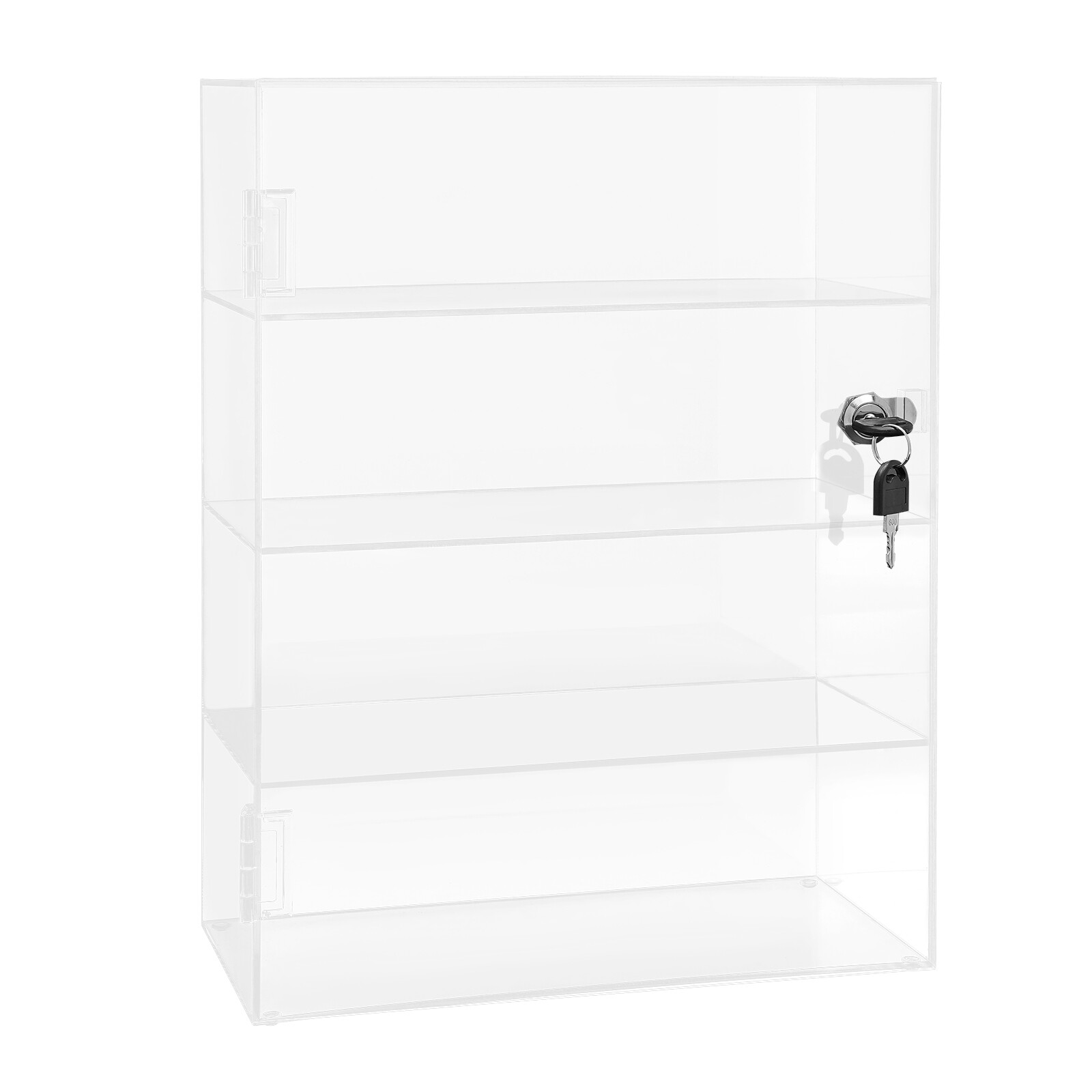 Acrylic Display Case Countertop Clear Box Dustproof Shelves Showcase with Lock