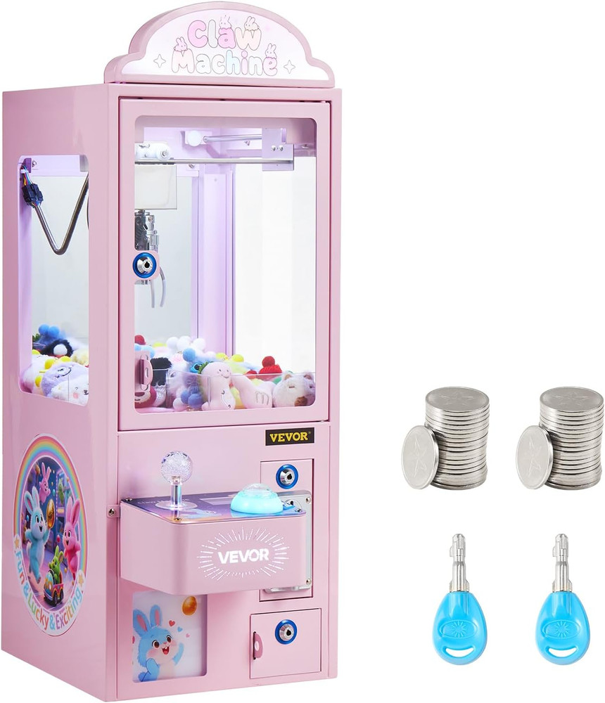 Claw Crane Machine, Medium-Sized Arcade Game Machine with Light & Sound, Adjusta