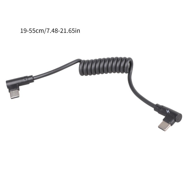 40W Fast Charging Usb C To Usb C Coiled Cable With 90 Degree Angled Connectors