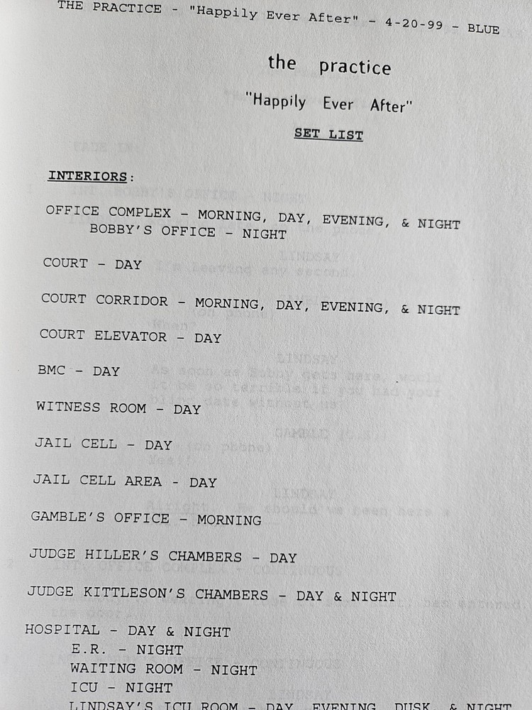Happily Ever After THE PRACTICE 1999 First Draft SCRIPT COPY Bobby Donnell