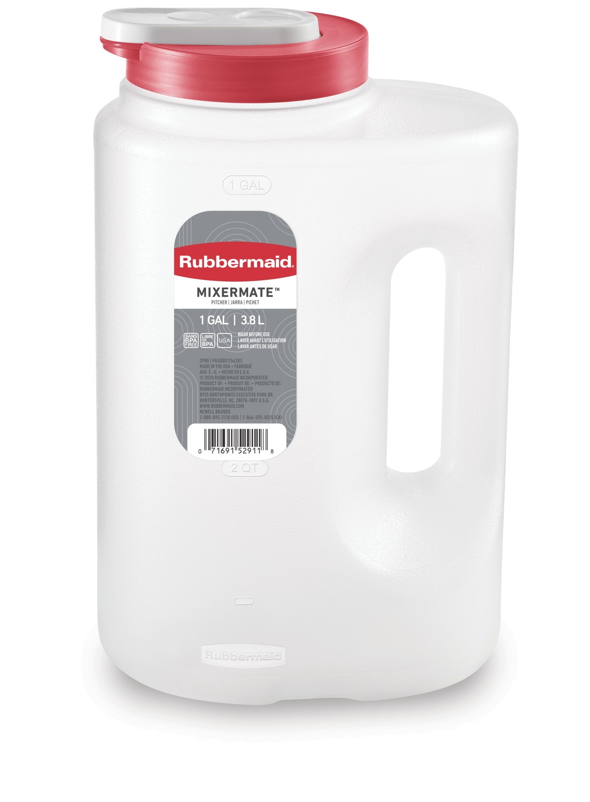 Rubbermaid Mixermate 1 Gallon Pitcher Leak Resistant Clear 3.8 Liter Kitchen