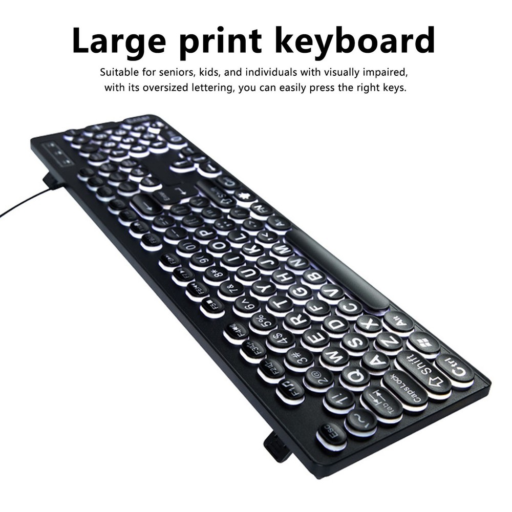 Backlit Large Print Keyboard Light Up Keyboard USB Wired Lighted GHB⭐