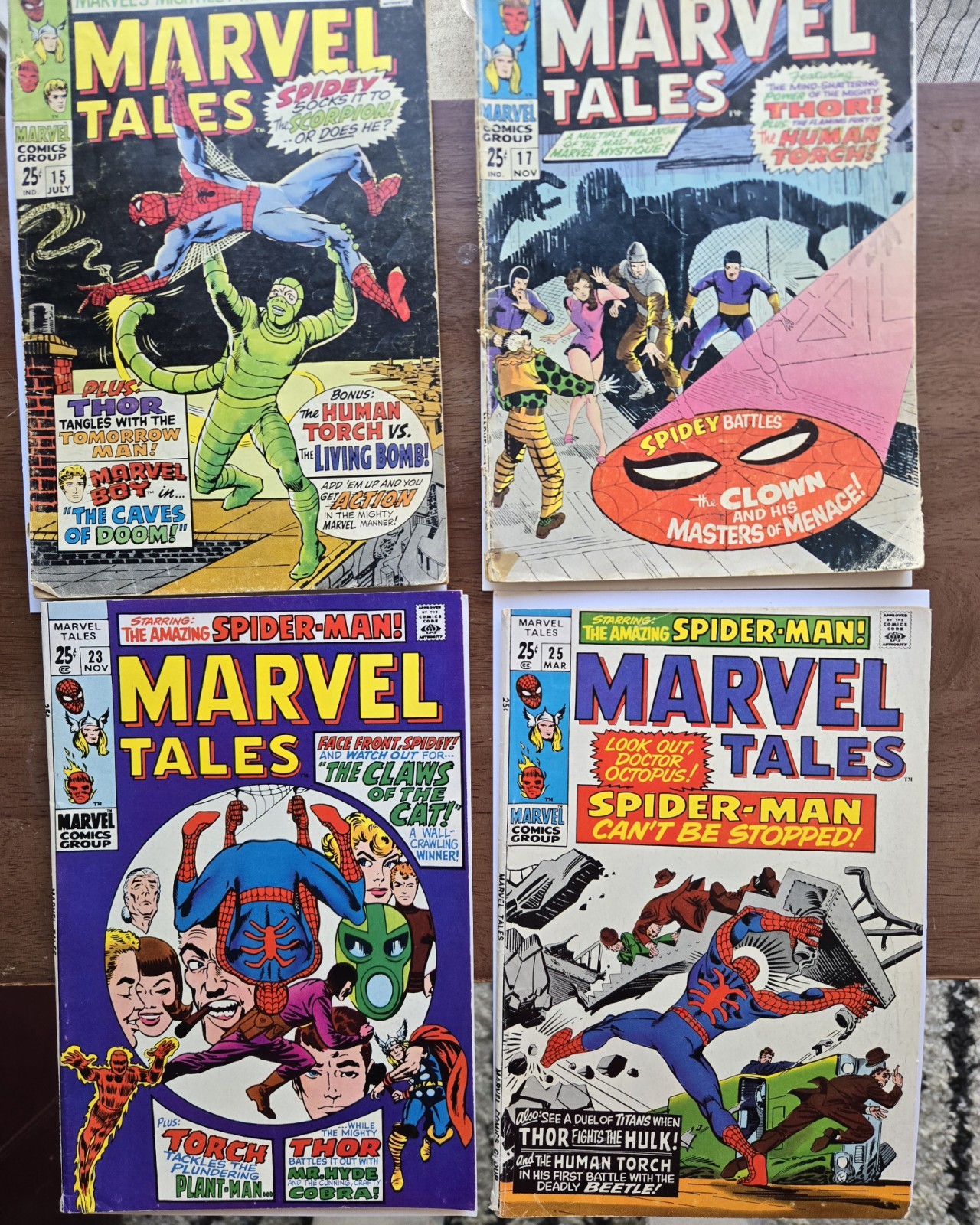 Vintage lot of Marvel Tales featuring Spider-Man, stretching from 1968 to 1985.