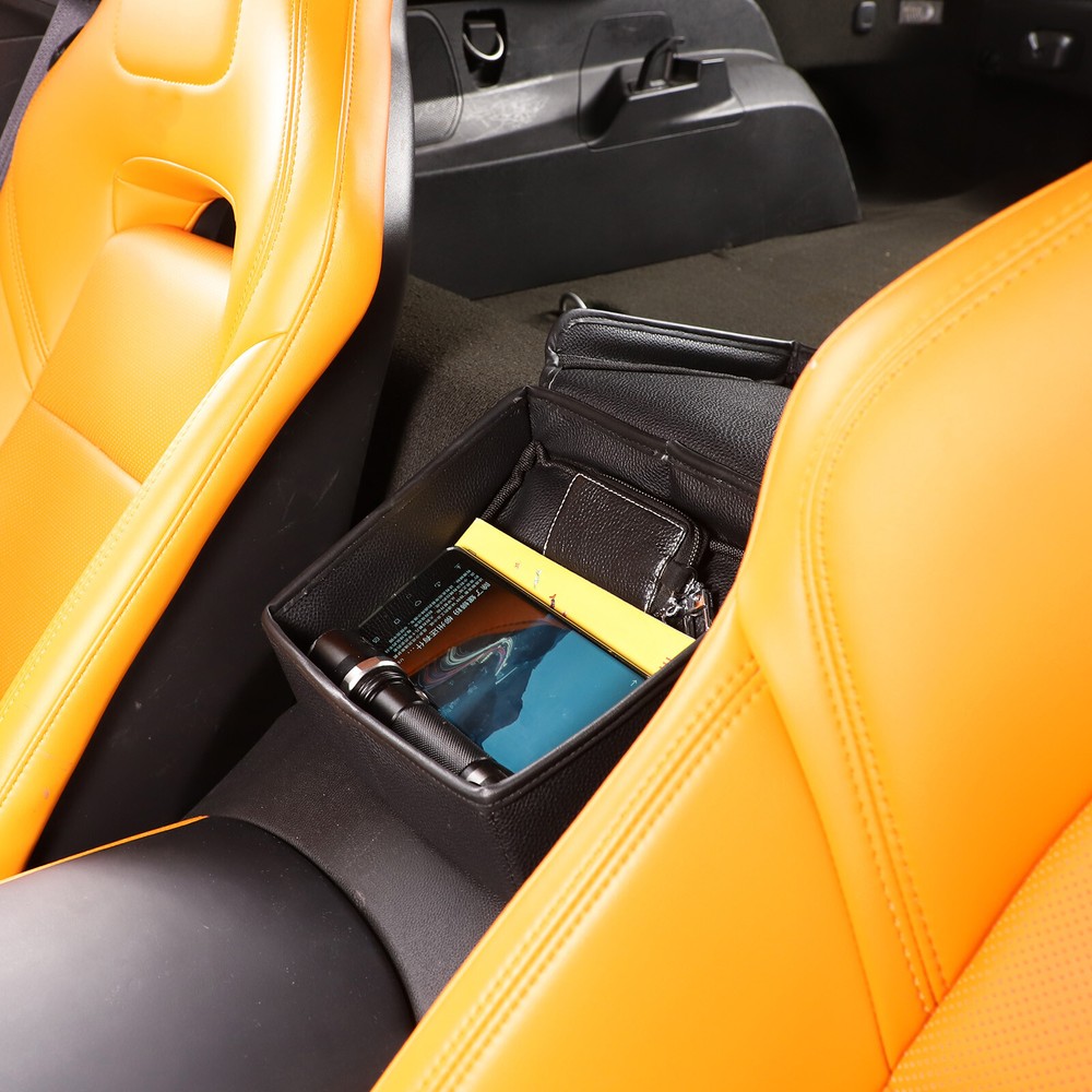 Leather Armrest Box Rear Storage Box Bag For Corvette C7 2014-2019 US