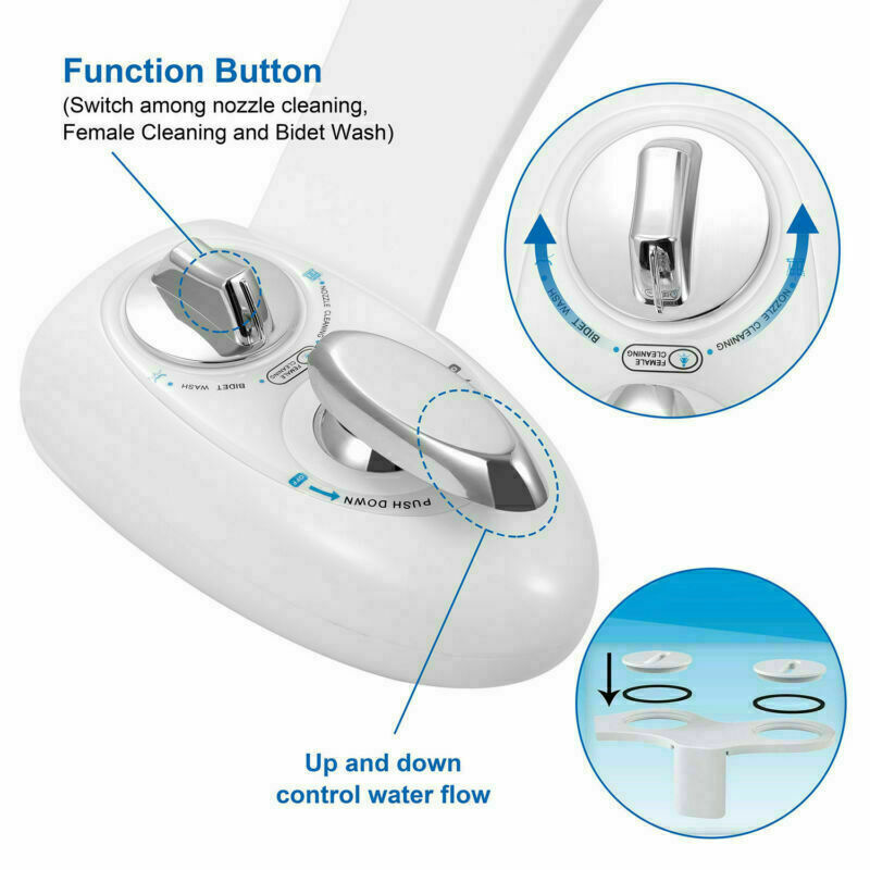 Bidet Fresh Water Spray Kit Non Electric Toilet Seat Attachment with Dual Nozzle