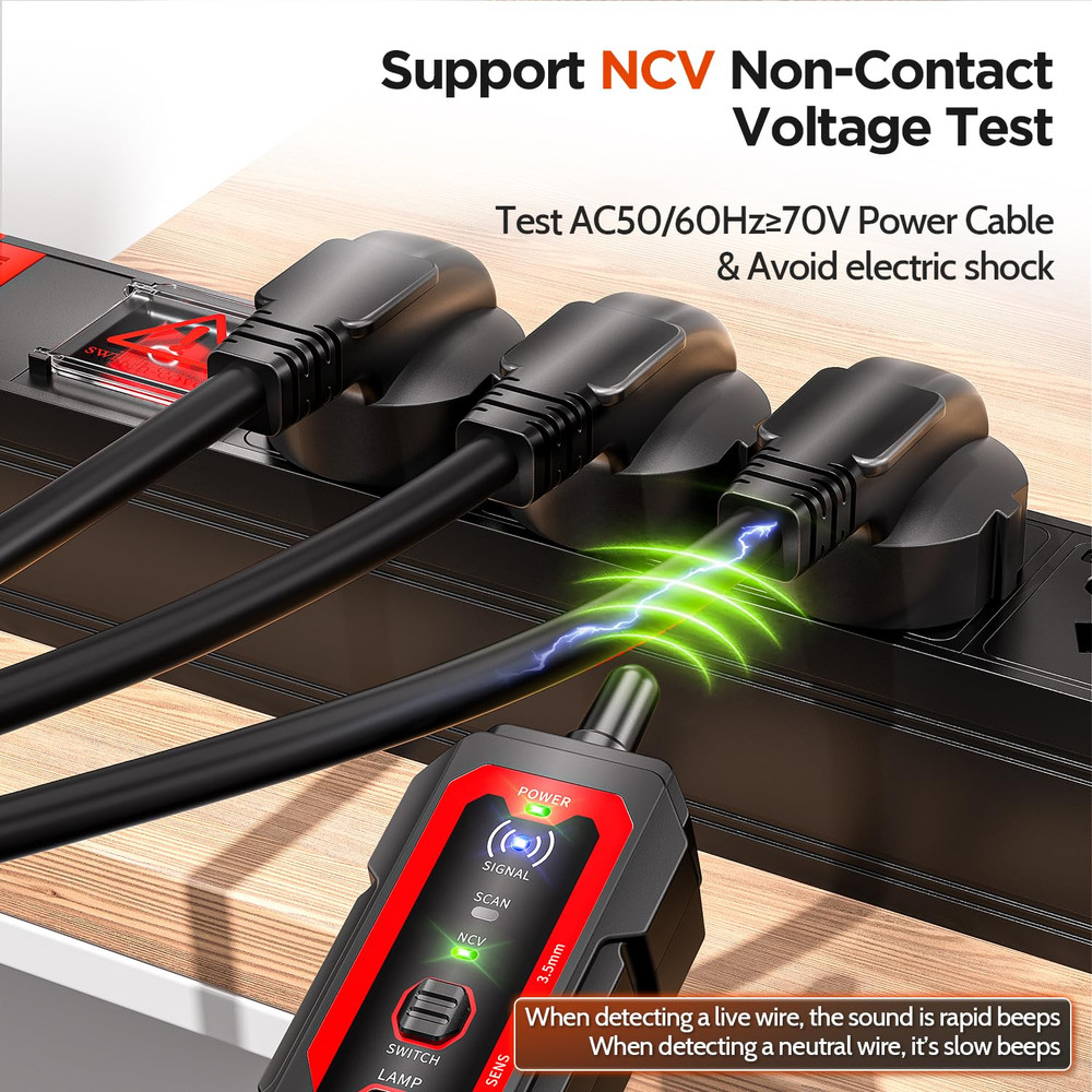 AMPCOM 828NPro Network Cable Tester & Wire Tracker, RJ45/ RJ11 Cable Tracer, LAN