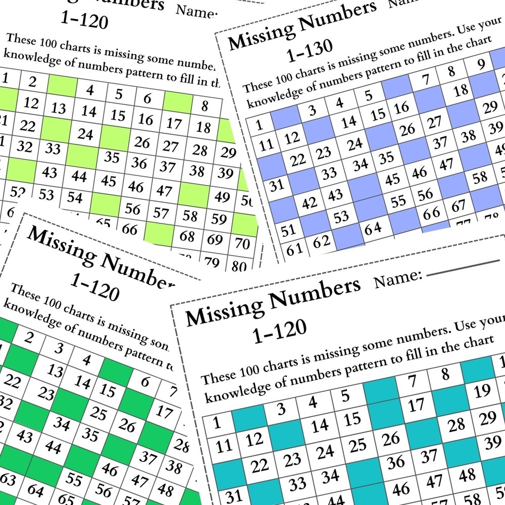 Missing Numbers Worksheets Printable | Math Practice | Digital Download