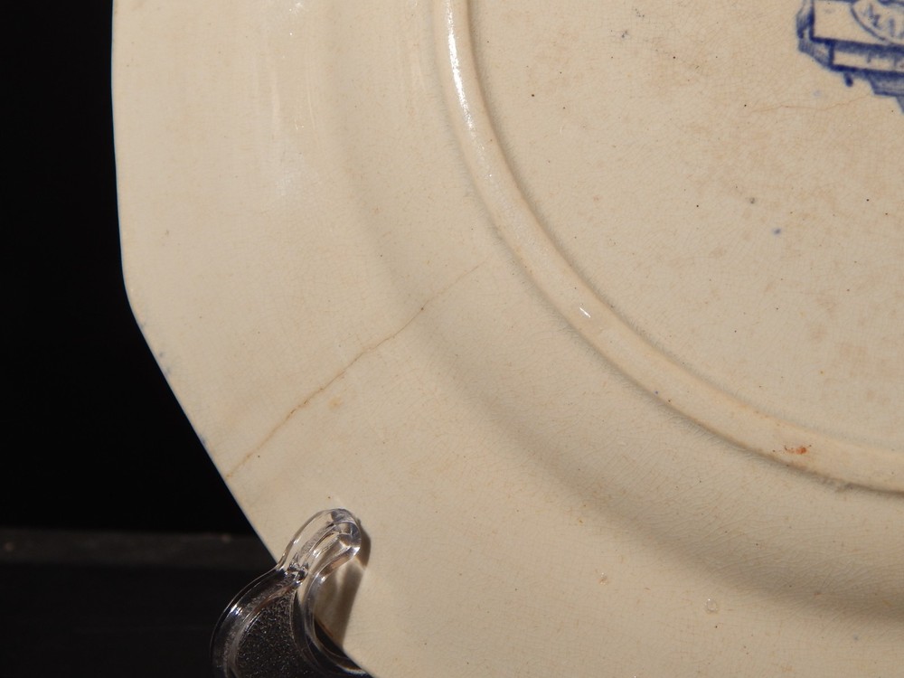Antique Ironstone Transferware Marine Pattern Plate E. & G. PHILLIPS Defect
