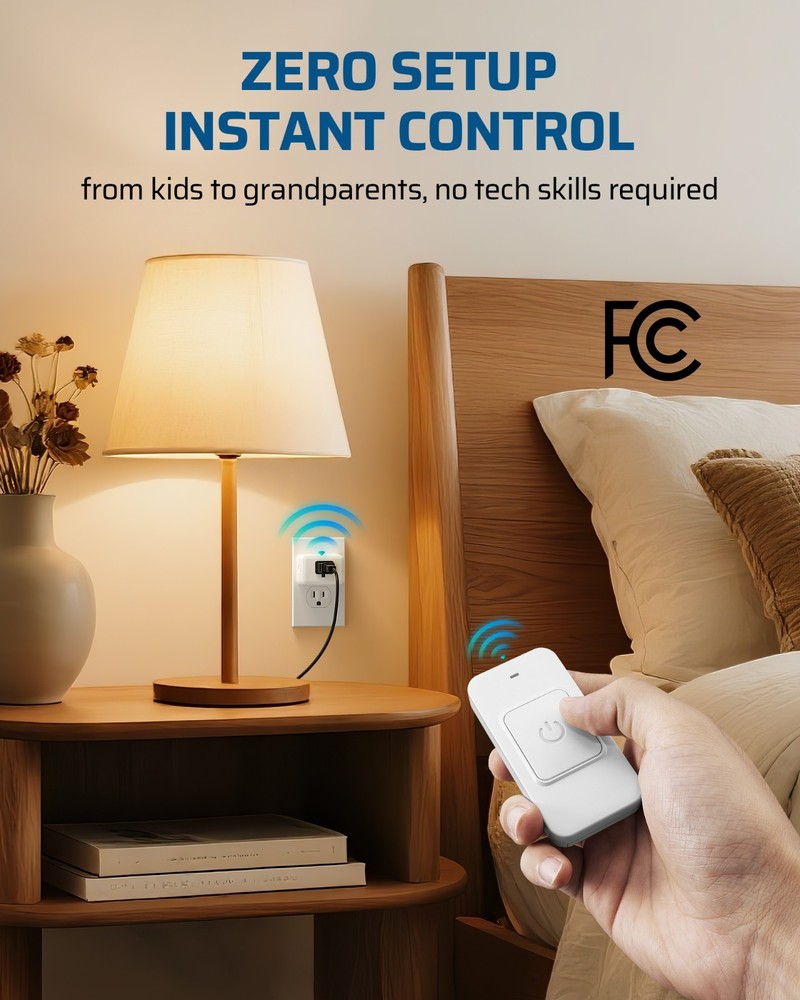 Single Button RF Remote Control Electrical Plug Outlet No WiFi Needed 100FT