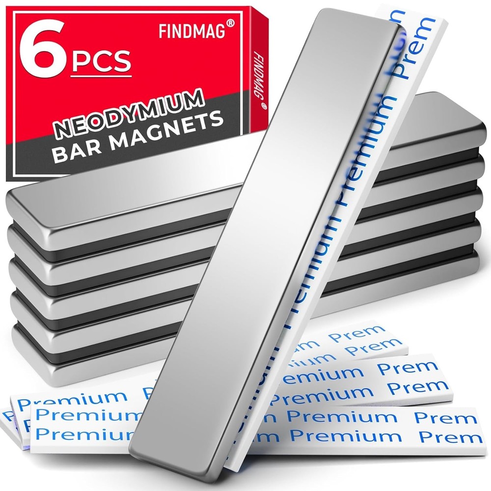 6 Pack Neodymium Magnets with Adhesive Backing - Heavy Duty 10 lbs Pull Force