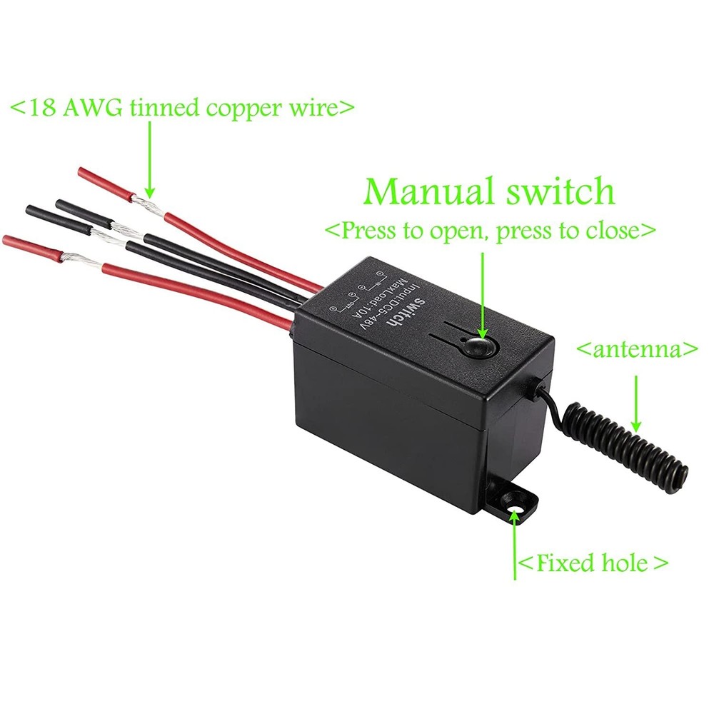 Meskliu 12v Wireless Switch,Mini Remote Control DC5-48V--10A relay, Black