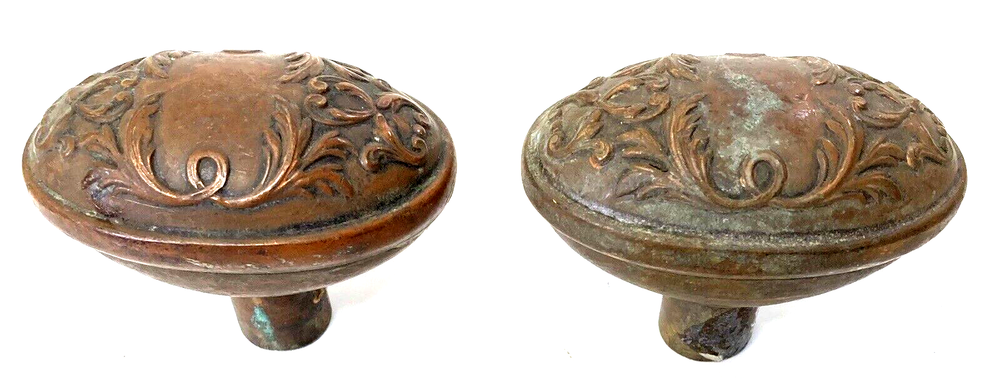 Vintage Salvage Oval Knobs, Copper Door Knobs, Antique, Free Shipping