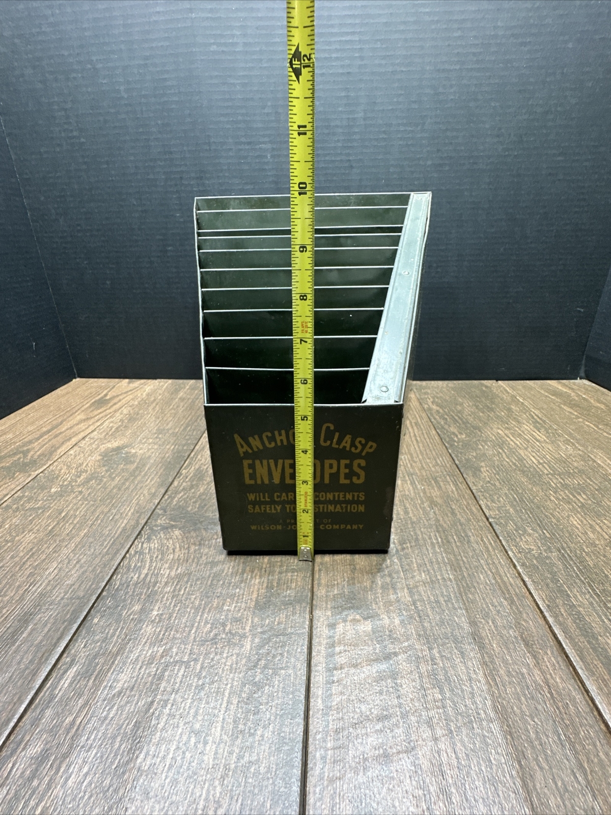 Wilson Jones Envelopes Green Metal Store Display Paper Sorter File Advertising