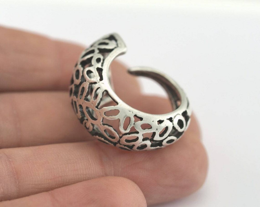 Adjustable Antique silver plated brass (16.5mm 6US inner size) 2899