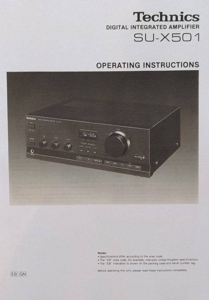 Technics SU-X501 Integrated Amplifier - Operating Instructions - USER MANUAL