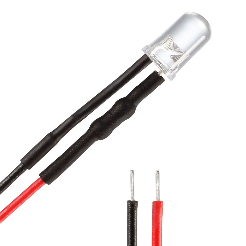 5Pcs Pre Wired LED,Round Head LED(Multicolor,5mm,DC3-6V)