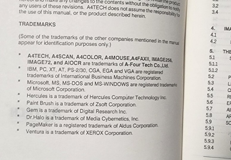 Scarce 1989 IMAGE72 • A4TECH User's Manual PMU-IMAGE720 Taiwan Early Computing