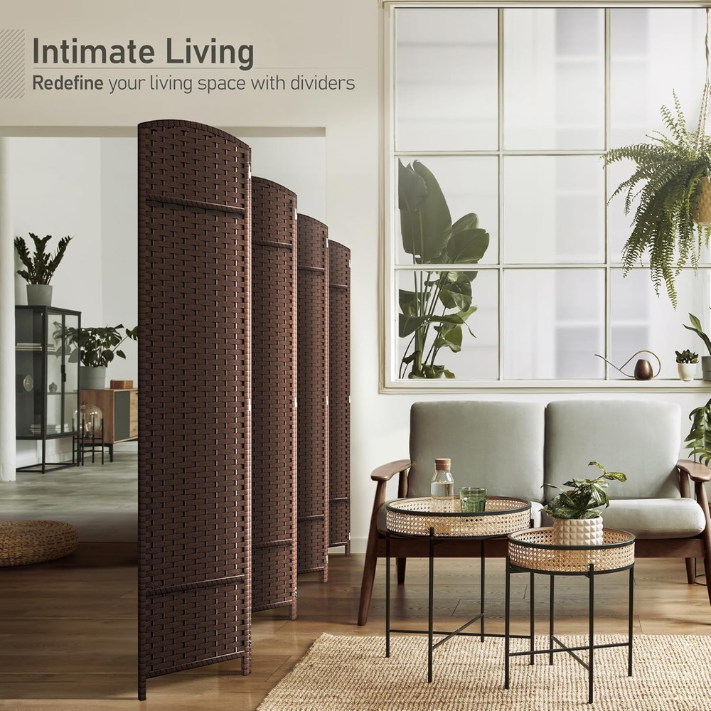 8 Panel Room Divider 6 Ft. Tall - Privacy Screen, Extra Wide Double Hinged Panel