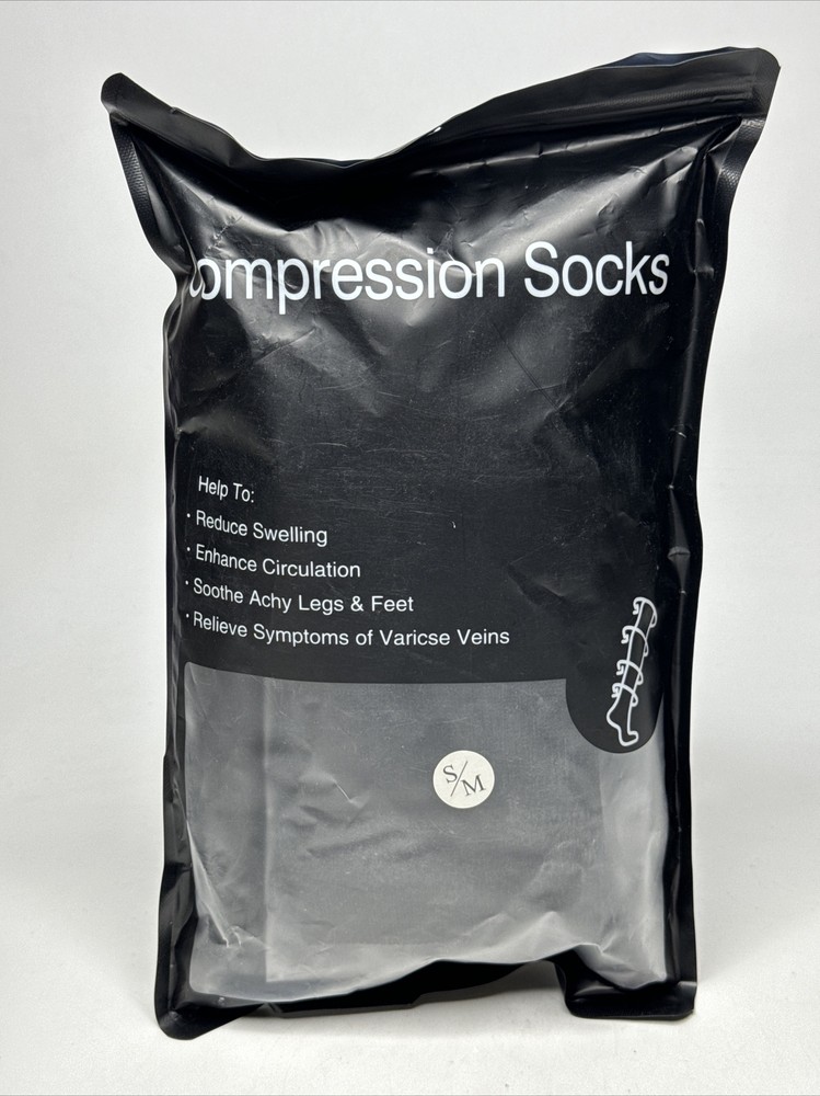 MIRACLE Socks COMPRESSION BLACK 2 Pack Unisex Size Small S/M