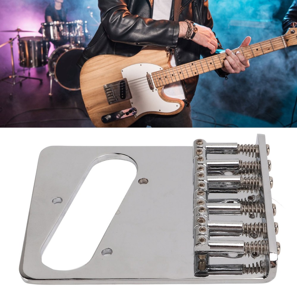 L Shape Guitar Bridge Replacement 6 Saddle Fixing String Pull Plate For TL E CHU