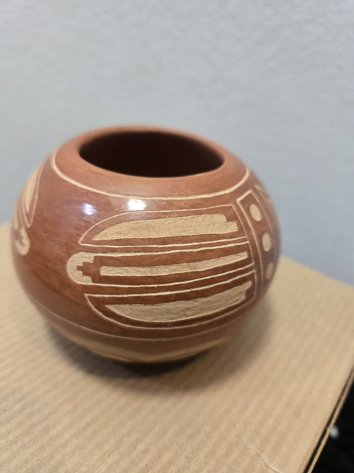 Hand Etched Design Pot Signed MF Toledo (Jemez N. Mexico)