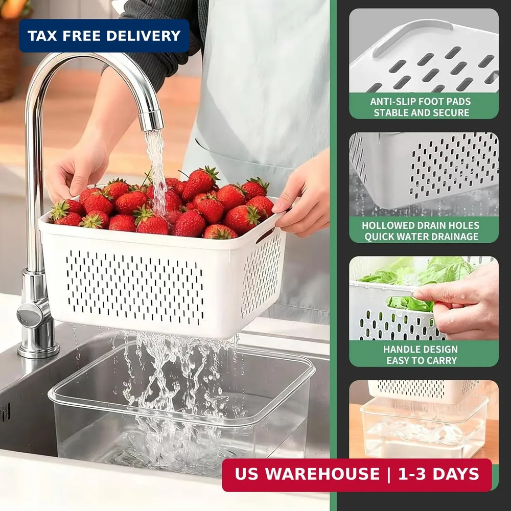 3 Pcs Fruit Containers for Fridge, Strawberry Storage Containers for Fridge, Foo