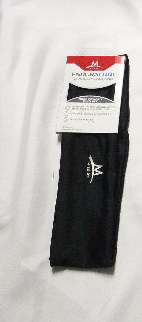 Mission ENDURACOOL Multi Cool Black HEADBAND & FREE Mission Towel NEW