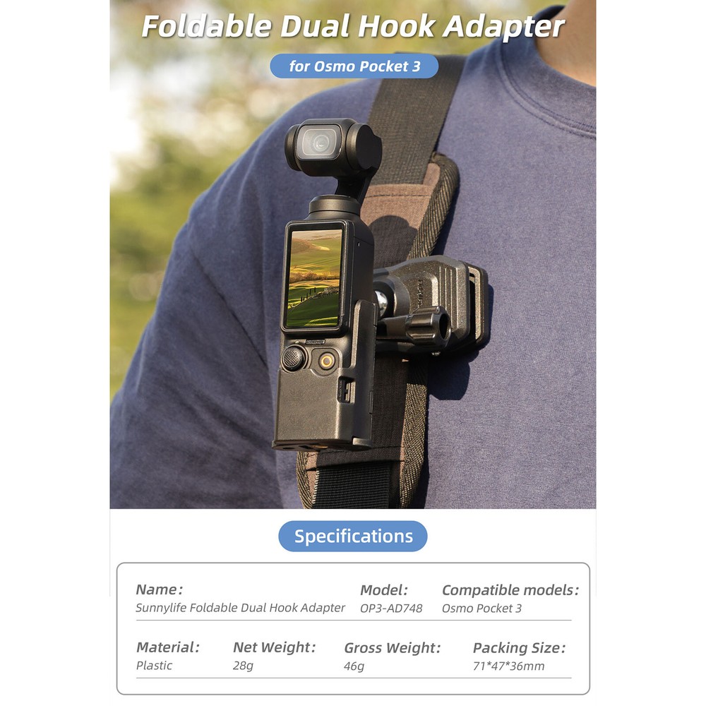 Foldable Dual Hook Adapter Accessories for Osmo Pocket 3
