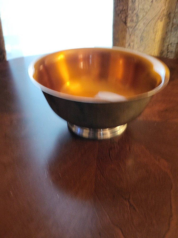 Vintage Wallace Silverplate with Gold Enamel 6" Footed Bowl,  #9106