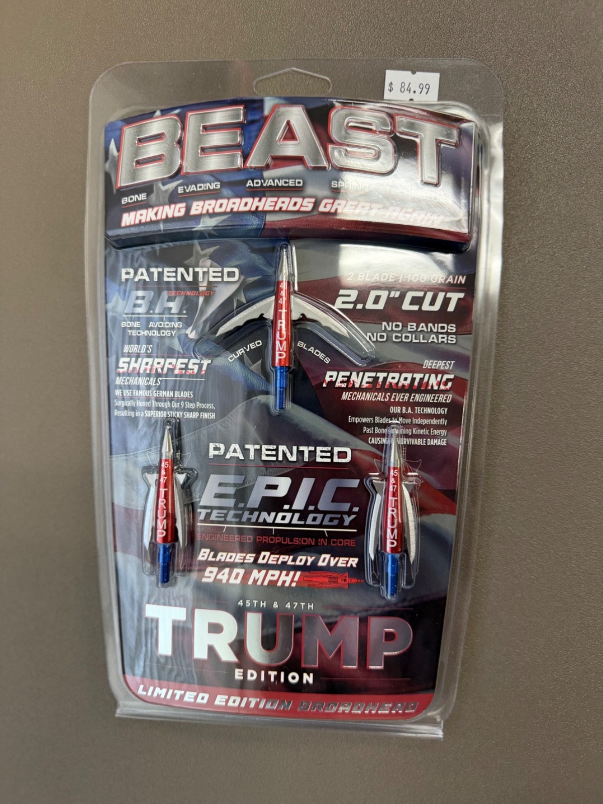 100 Grain 2 Inch Cut Beast Broadheads Trump Edition