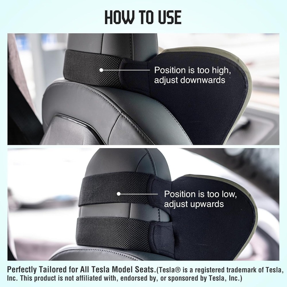 Dark Grey Memory Foam Car Neck Pillow with Adjustable Strap Support