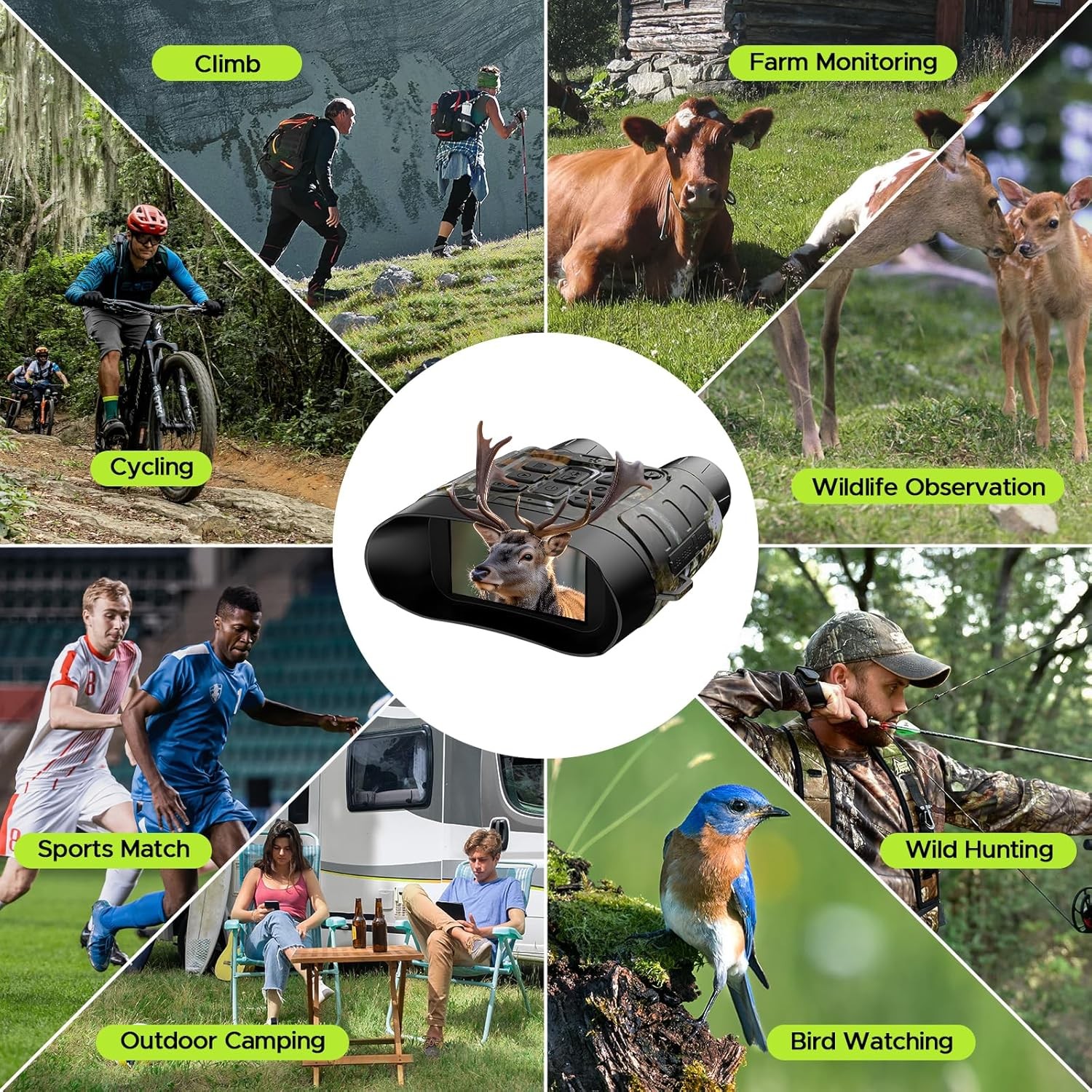 4K 112MP Full Color Night Vision Goggles 18X Zoom Infrared Vision Binoculars US