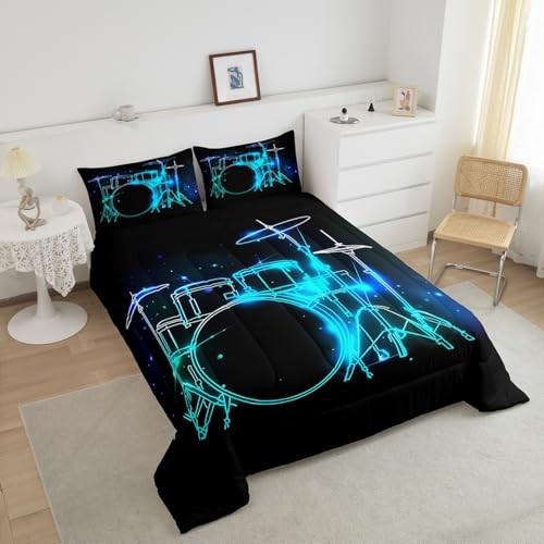Drum Kit Bedding Set Abstract Musical Instruments Comforter Set Twin Multi 38