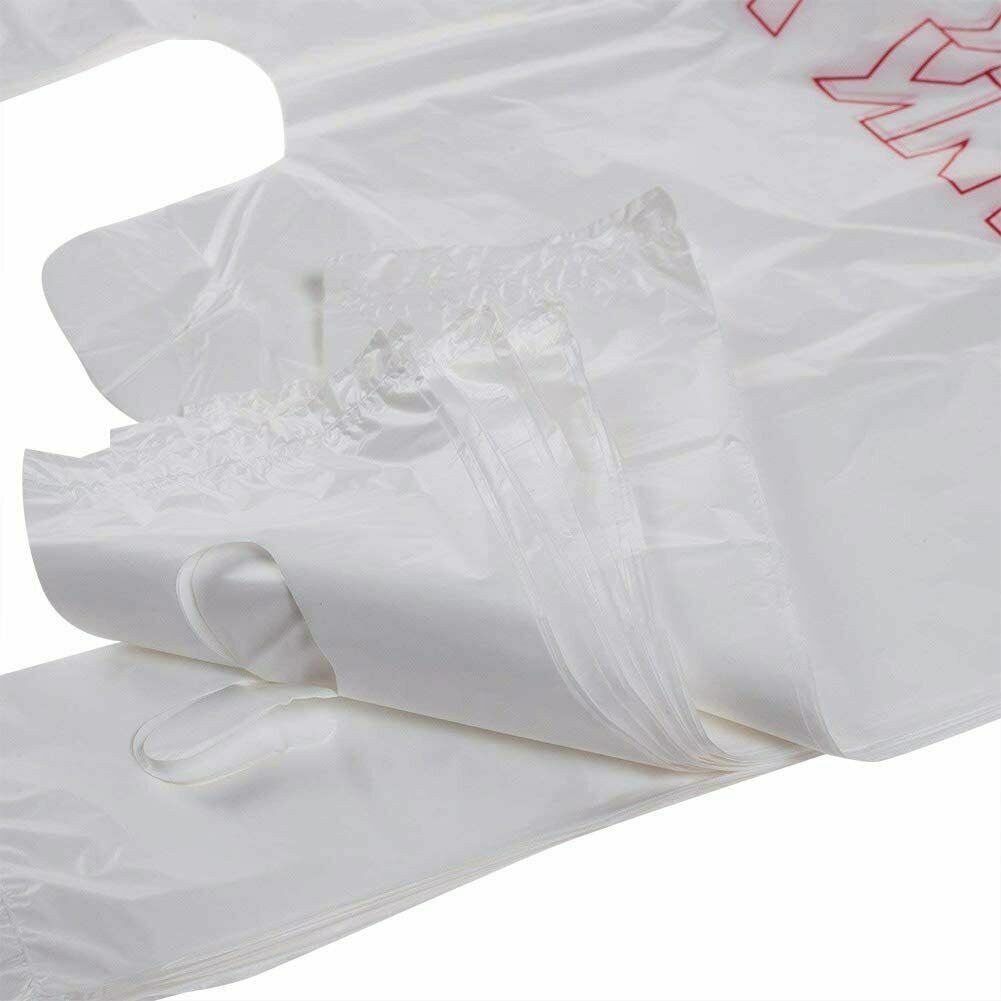 Bags 1/6 Small 8 x 4 x 16 THANK YOU T-Shirt Plastic Grocery Shopping Bags white