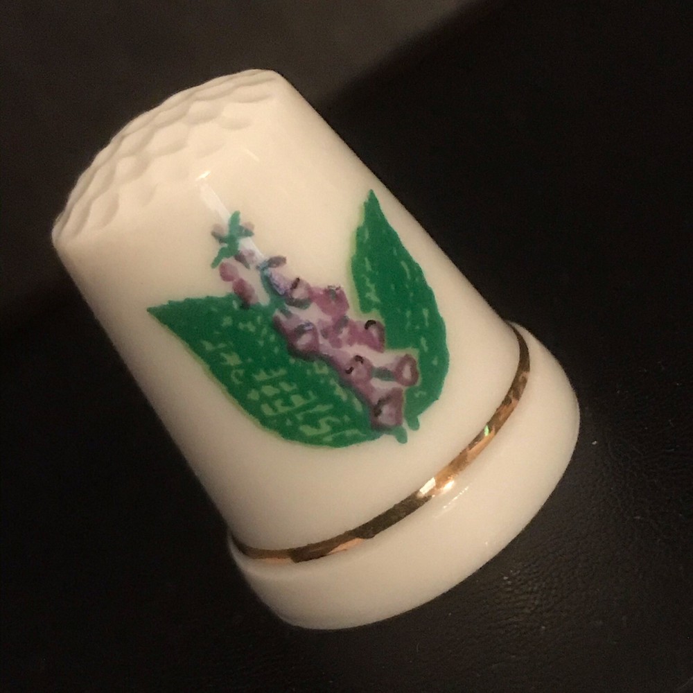 COLLECTABLE THIMBLE PURPLE FLOWER BONE CHINA 4