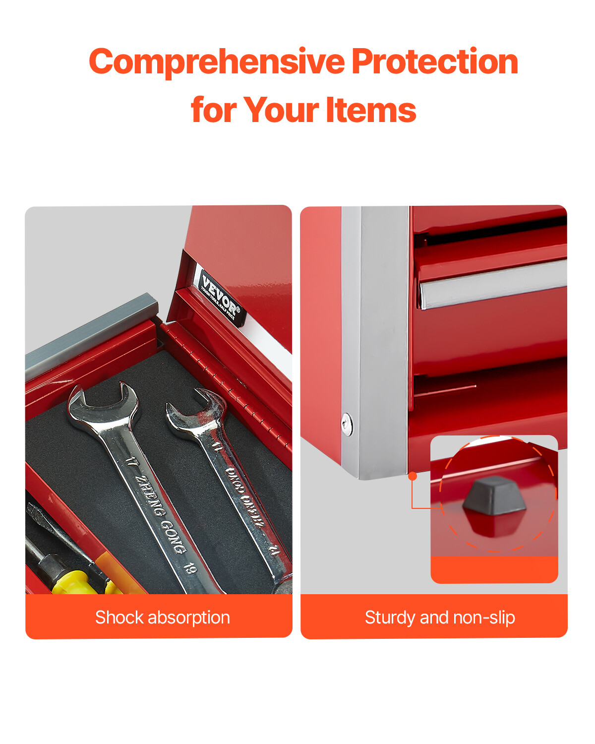 Tool Box 8.6-inch Portable Metal Tool Box 3 Drawers Tool Organizer Red