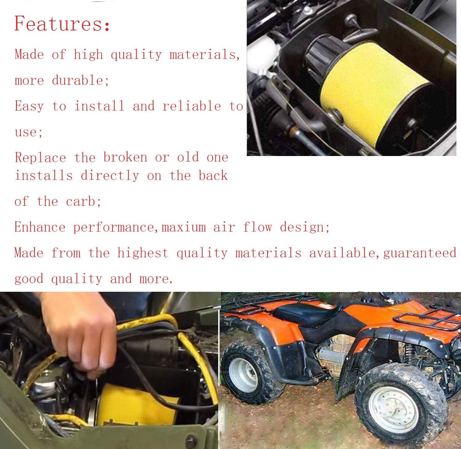 Air Oil Filter Spark Plug Tune Up Kit For Honda Rancher 350 Foreman 400 450