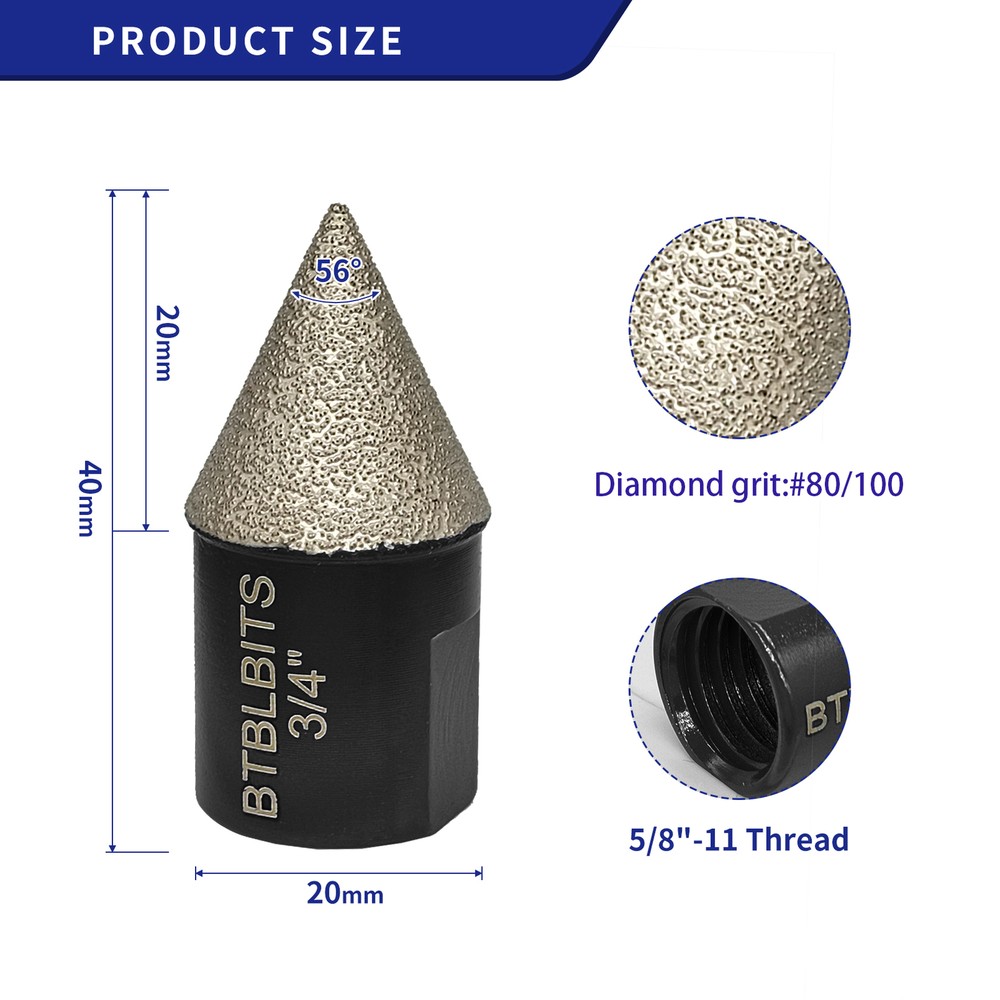 3/4" Diamond Beveling Chamfer Bit Milling Cone Ceramic Tile Granite Countersink